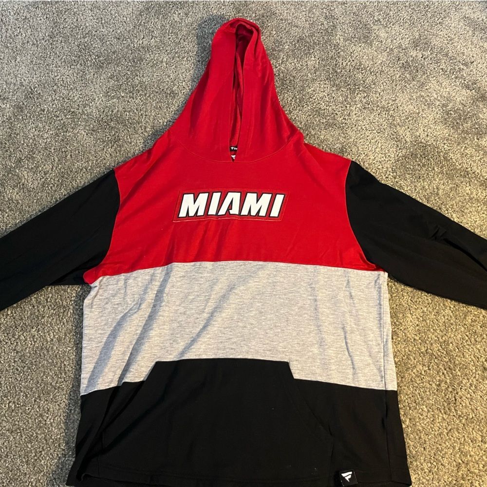 Fanatics Branded Miami Heat Hoodie Red Grey Black Colorblock Pocket